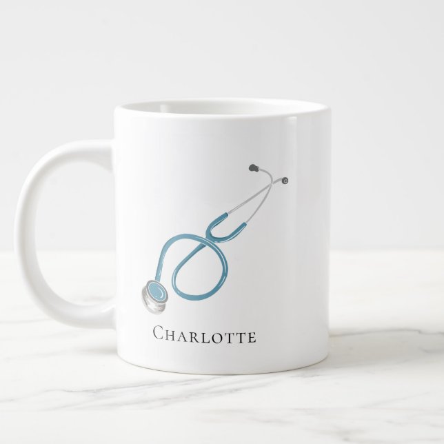 Personlig Stethoscope Namn Doktor Novelty Jumbo Mugg (Vänster)
