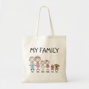 Personlig Stick figur Family Tote Bag Tygkasse