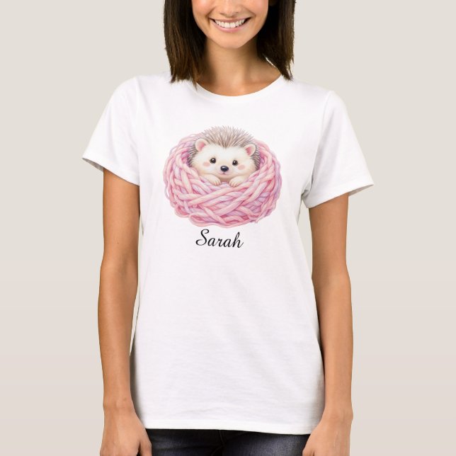 Personlig stickad igelkott t-shirt (Framsida)