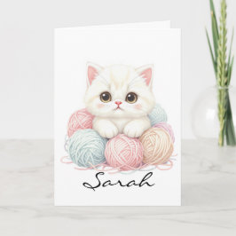 Personlig Stickande Katt Julkort Kort
