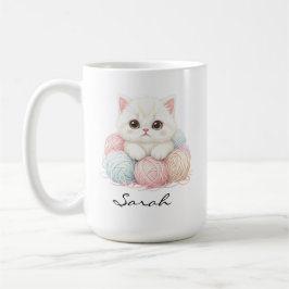 Personlig stickande katt-kopp kaffemugg