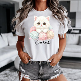 Personlig stickande katt T-shirt