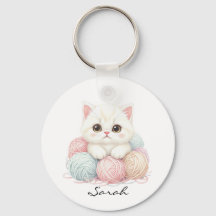 Personlig stickande kattnyckelring