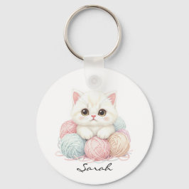 Personlig stickande kattnyckelring nyckelring
