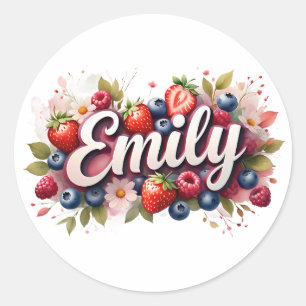 Personlig Sticker Emily Berry Blommigt Design Runt Klistermärke
