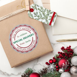 Personlig Sticker Speciell Delivery från Santa Runt Klistermärke