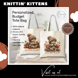 Personlig stickning Kittens Budget Tote-väska Tygkasse