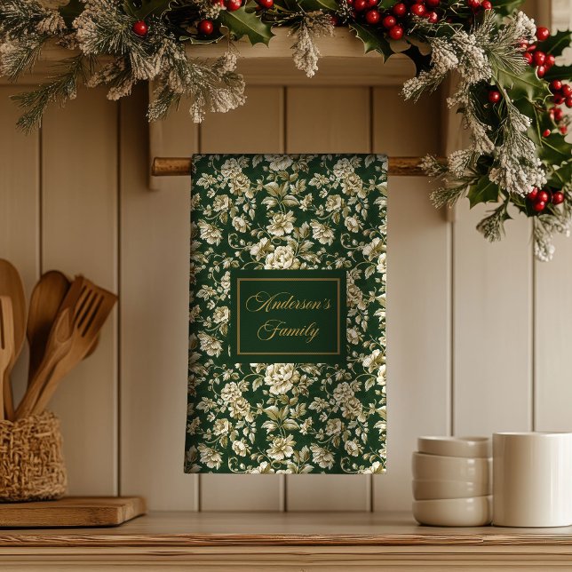 Personlig stilig kökshandduk i botanisk stil (Botanical Style Personalized Chic Kitchen Towel )