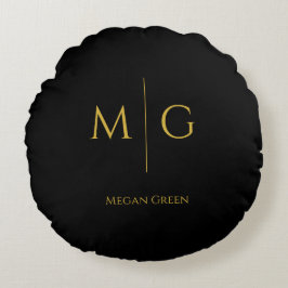 Personlig Stilig Monogram Med Namn Rund Kudde