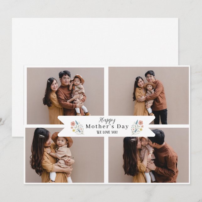 Personlig stilren gratulation på mors dag med foto julkort (Fram/baksida)