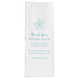 Personlig stjärnfiskblåbröllop för vin säckar