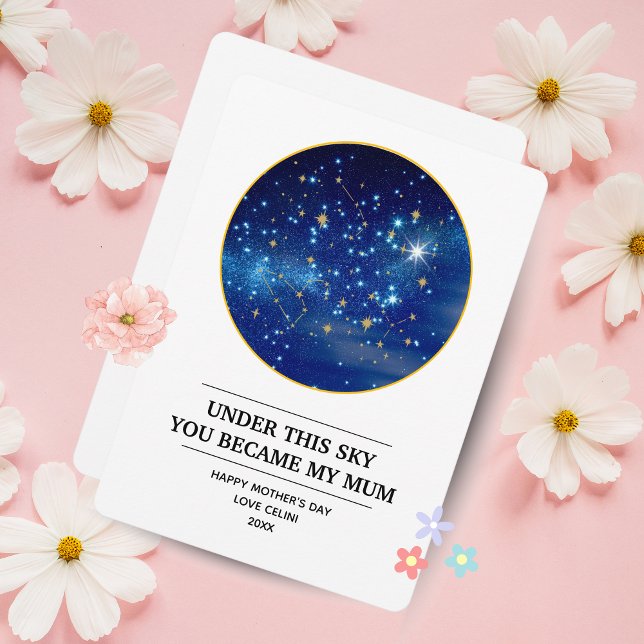 Personlig Stjärnkarta för Mors Dag: Den Natten Du Julkort (Personalized Mother's Day Star Map: The Night You Became My Mum)