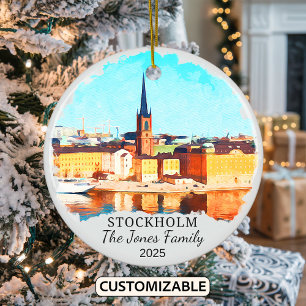 Personlig Stockholm Ornament, Sverige Gift Julgransprydnad Keramik