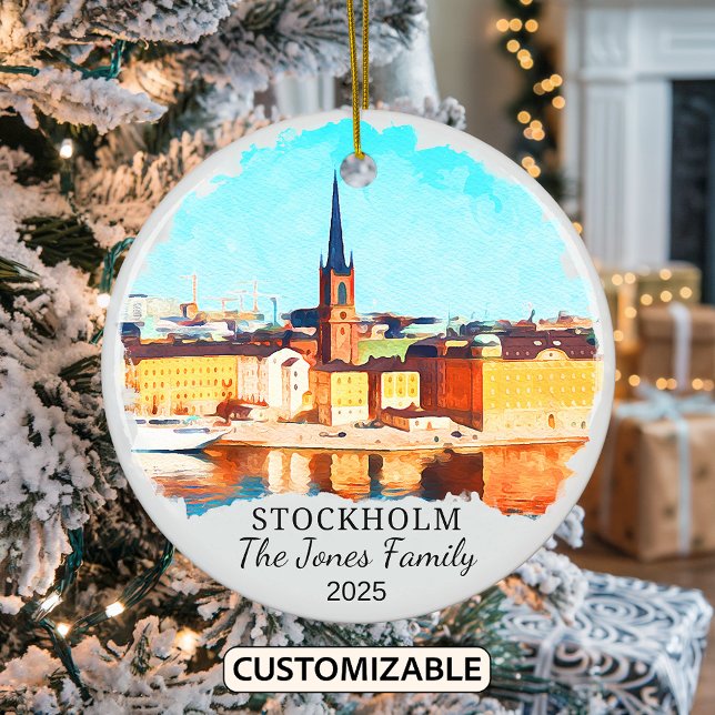 Personlig Stockholm Ornament, Sverige Gift Julgransprydnad Keramik (Skapare uppladdad)