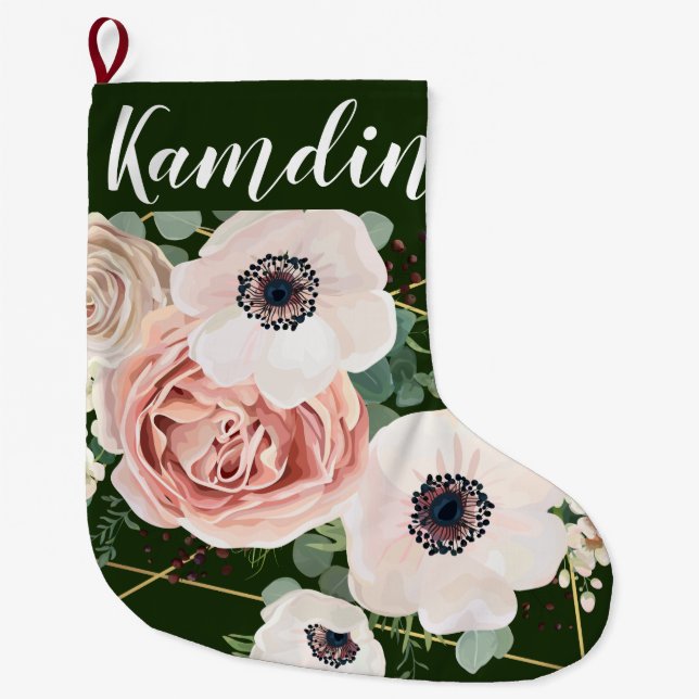 Personlig Stocking Geometric Garden Ro Hunter Stor Julstrumpa (Framsidan)