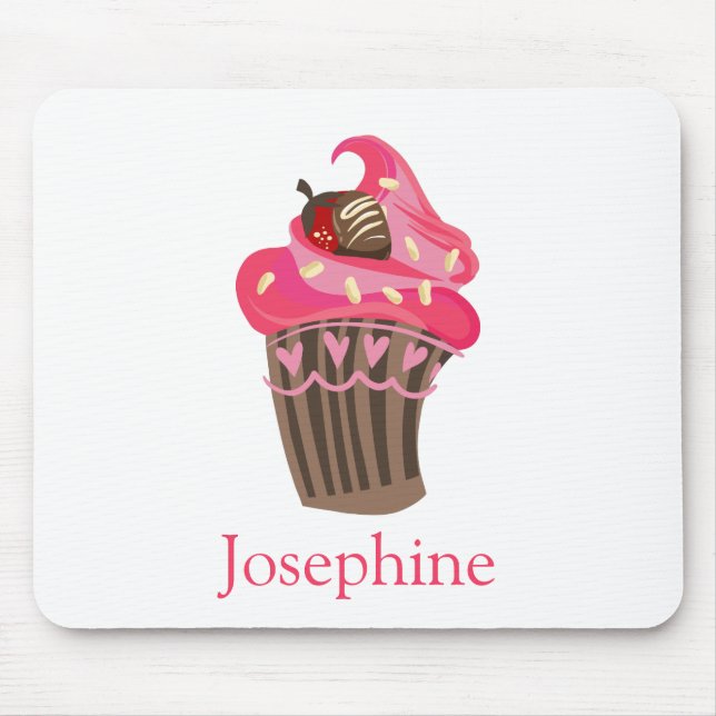 Personlig Stollig Rosa Cupkaka Mouse Pad Musmatta (Framsidan)