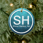 Personlig Stone Harbour NJ SH Beach-jul Julgransprydnad Keramik<br><div class="desc">Stone Harbour New jersey SH NJ Beach Julgran Ceramic Ornament ~ Det kan vara personlig med ett namn,  år eller vilken text som helst som du vill lägga till.  ^</div>