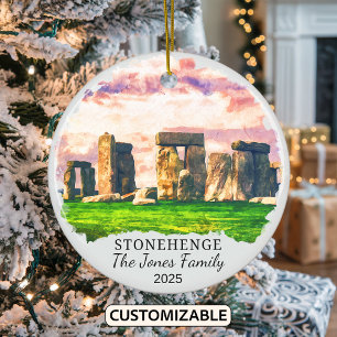 Personlig Stonehenge Ornament, England Gift Julgransprydnad Keramik