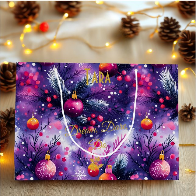 Personlig stor gift-säck med Lila Festive (Skapare uppladdad)
