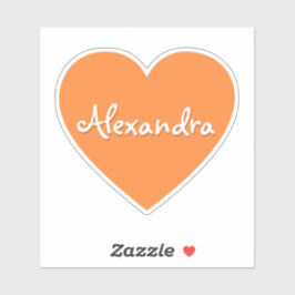 Personlig Stor Orange Heart Namn Klistermärken