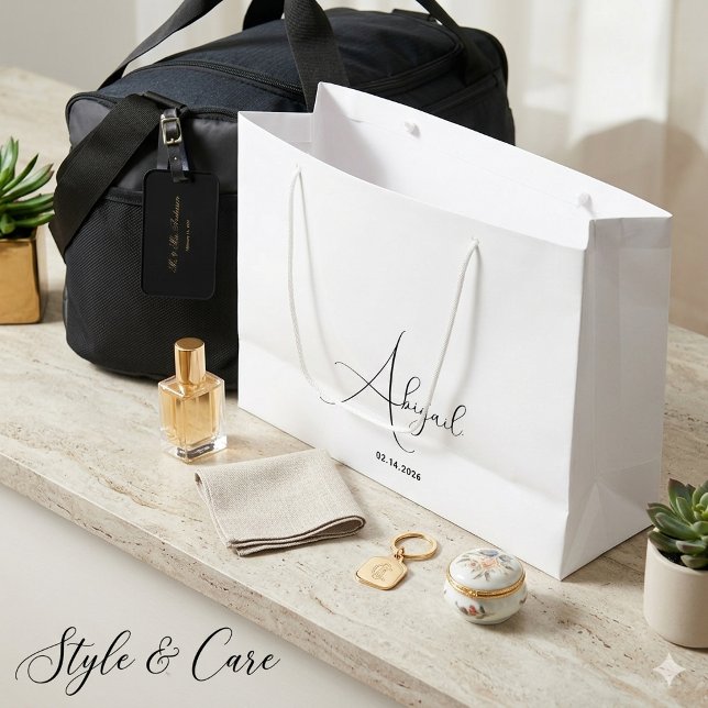 Personlig stor presentpåse med anpassat namn och d (Personalized Large Gift Bag Custom Name and Date)