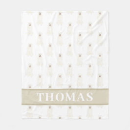 Personlig stor Pyrenéer rosa & vit Fleecefilt