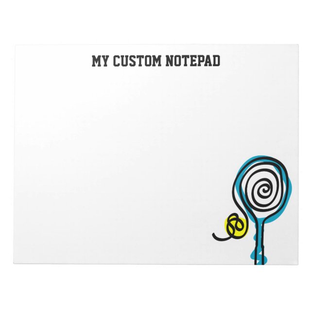 Personlig stor tennis racquet och boll anteckningsblock (Framsida)