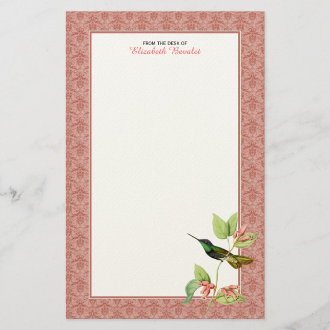 Personlig storartad Hummingbird Brevpapper (Framsida)
