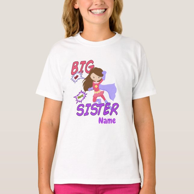 Personlig storasyster superhjälte t t-shirt (Framsida)