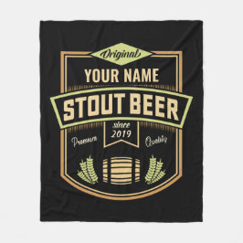 Personlig Stout Mörk Beer Brewing Label Pub Fleecefilt