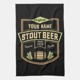 Personlig Stout Mörk Beer Brewing Label Pub Kökshandduk