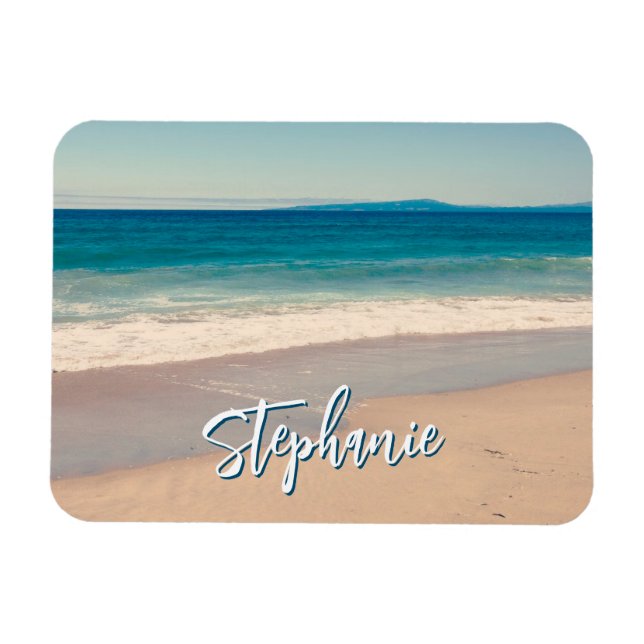 Personlig strandfoto havsblå landskapsbild magnet (Horisontell)