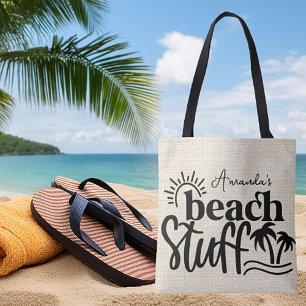 Personlig "Strandgrejer" canvas look Tygkasse
