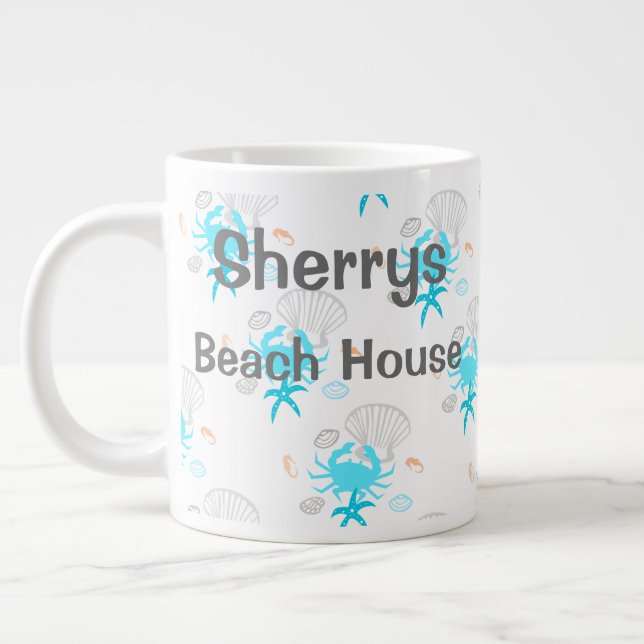 Personlig strandhus  jumbo mugg (Vänster)