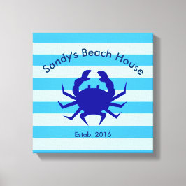 Personlig strandhus nautisk canvas väggkonst