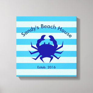 Personlig strandhus nautisk canvas väggkonst