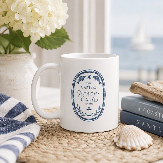 Personlig strandklubbsvapen kustmugg kaffemugg (Skapare uppladdad)