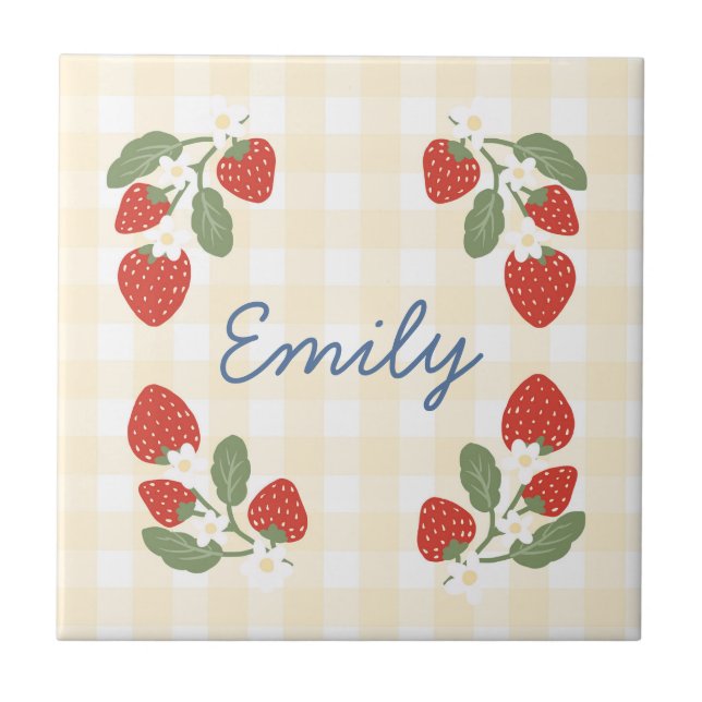 Personlig Strawberry Berry Sweet Party Picnic Kakelplatta (Framsidan)