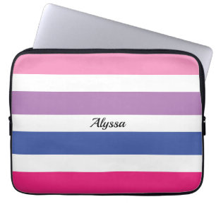 Personlig Streckad Rosa Lila Blue Laptop Fodral