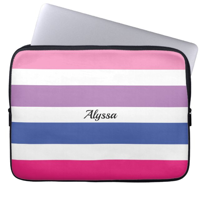 Personlig Streckad Rosa Lila Blue Laptop Fodral (Framsidan)