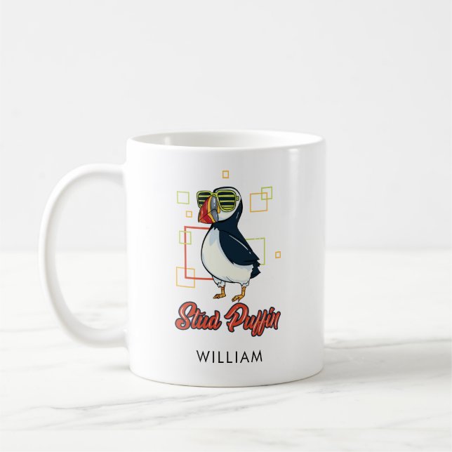 Personlig Stud Puffin Sjöfågel Söt Gag Kaffemugg (Vänster)