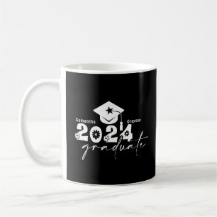 Personlig Student, klass 2024, svartvitt Kaffemugg