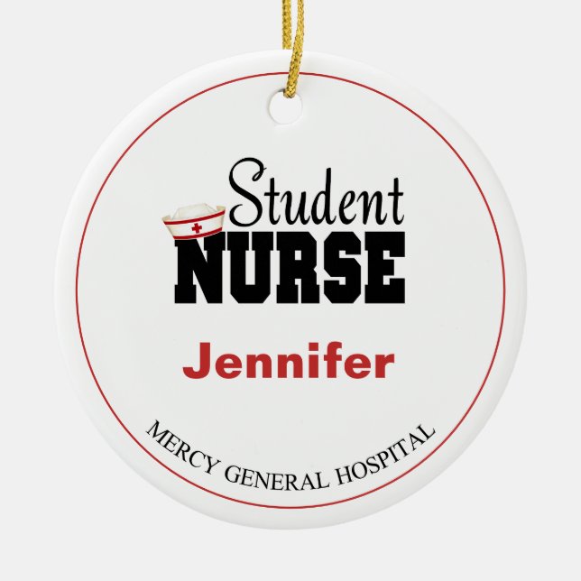 Personlig Student Nurse-jul Julgransprydnad Keramik (Framsidan)