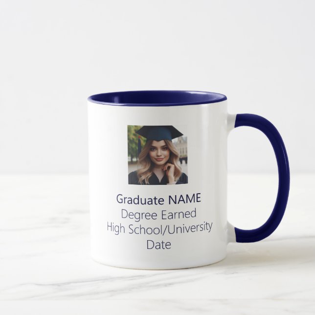 Personlig Student Photo Studenten Navy Blue Mugg (Höger)