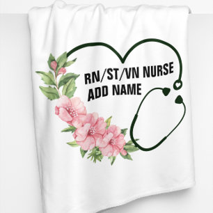 Personlig Student-registrerad-veteran Nurse Namn Fleecefilt