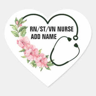 Personlig Student-registrerad-veteran Nurse Namn Hjärtformat Klistermärke