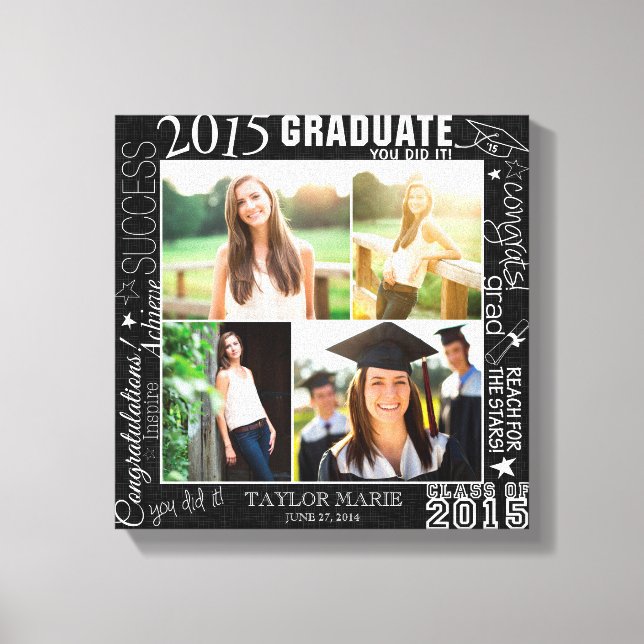 Personlig Studenten 2015 Fotokollage Canvastryck (Framsida)