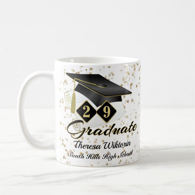 Personlig Studenten Black & Guld 20XX Kaffemugg (Vänster)