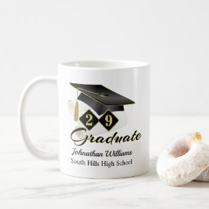 Personlig Studenten Black & Guld Kaffemugg