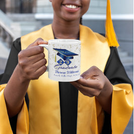 Personlig Studenten Blue & Guld Kaffemugg